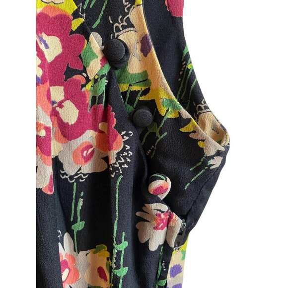 VINTAGE BETSEY JOHNSON FLORAL MIDI DRESS SZ 4 - Picture 3 of 6
